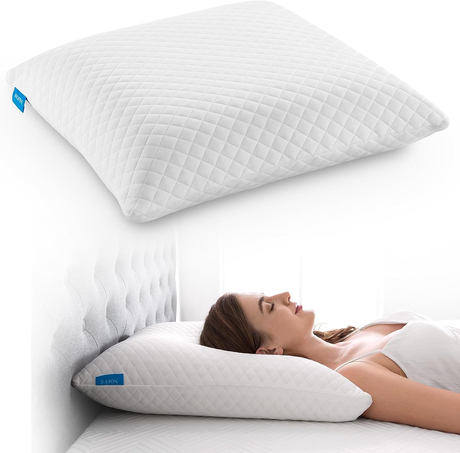 Oreiller Mémoire De Forme Blanrêve - Confort Ferme 55x35 Cm - Soulage Les Douleurs Cervicales
