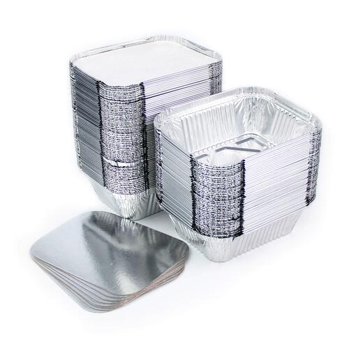Lot de 100 barquettes en aluminium Miamex de 250 ml avec couvercles