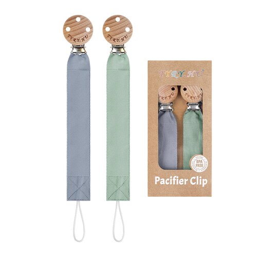 Attache-tetine en tissu TYRY.HU lot de 2 avec pince en bois