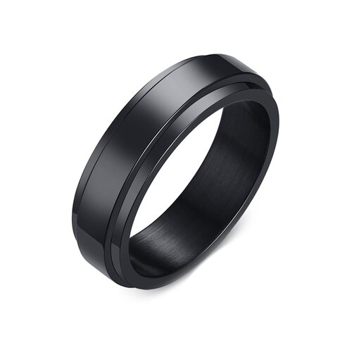 Bague anti-stress homme Epinki tournante en acier poli