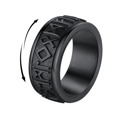 Bague anti-stress homme FindChic tournante gravee de runes nordiques