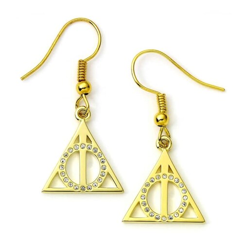 Boucles d oreilles pendantes Harry Potter Reliques de la Mort plaquees or