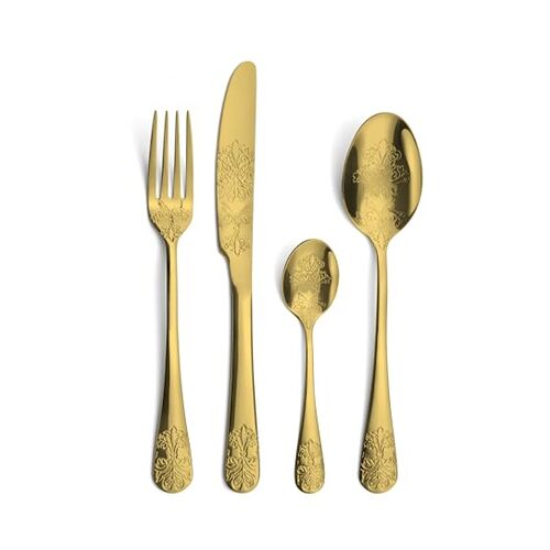 Ménagère 16 pièces Amefa Ceremonial dorée à motifs ciselés