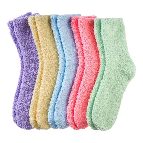 Chaussettes moumoute Josnown lot de 5 paires unies en chenille