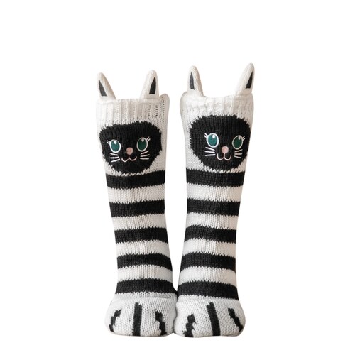 Chaussettes moumoute chaussons PUTUO tricot epais motif chat