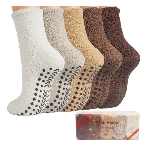 Chaussettes moumoute Toes Home lot de 5 paires semelle antiderapante