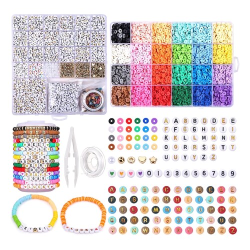 Kit Naler de 6457 perles heishi avec perles lettres pour bracelets d amitie