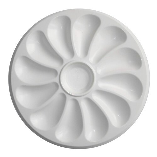Assiette à huîtres blanche à 12 places avec godet central pour le citron