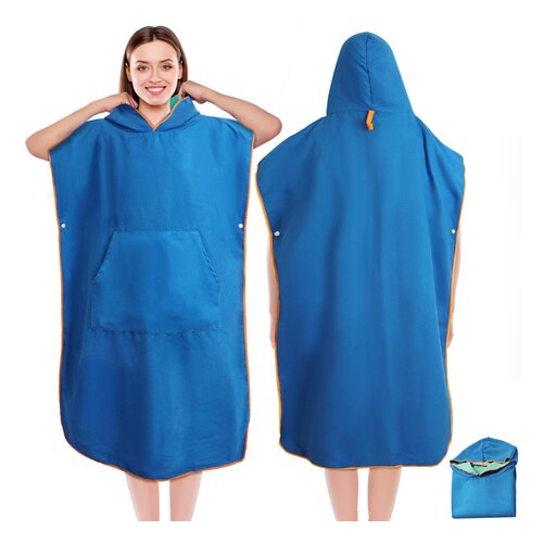 Poncho de bain adulte en microfibre bleu a sechage rapide