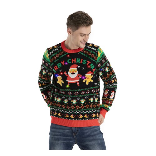 Pull de Noel moche lumineux OFF THE RACK lavable en machine avec pere Noel