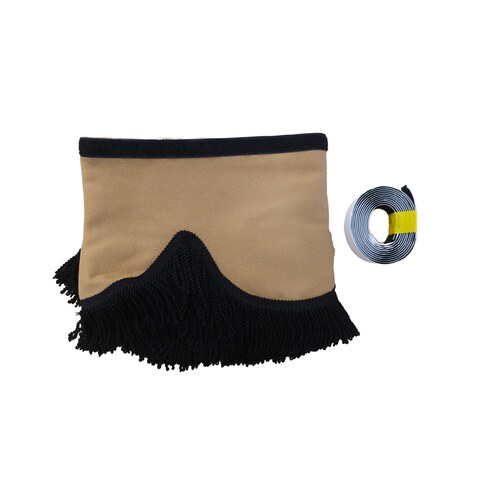 Pare-soleil de camion KramTruck beige a franges noires avec bande auto-agrippante